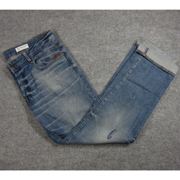 G Raw Jeans Mens 38 Blue Medium Wash Distressed Straight - Picture 1 of 13
